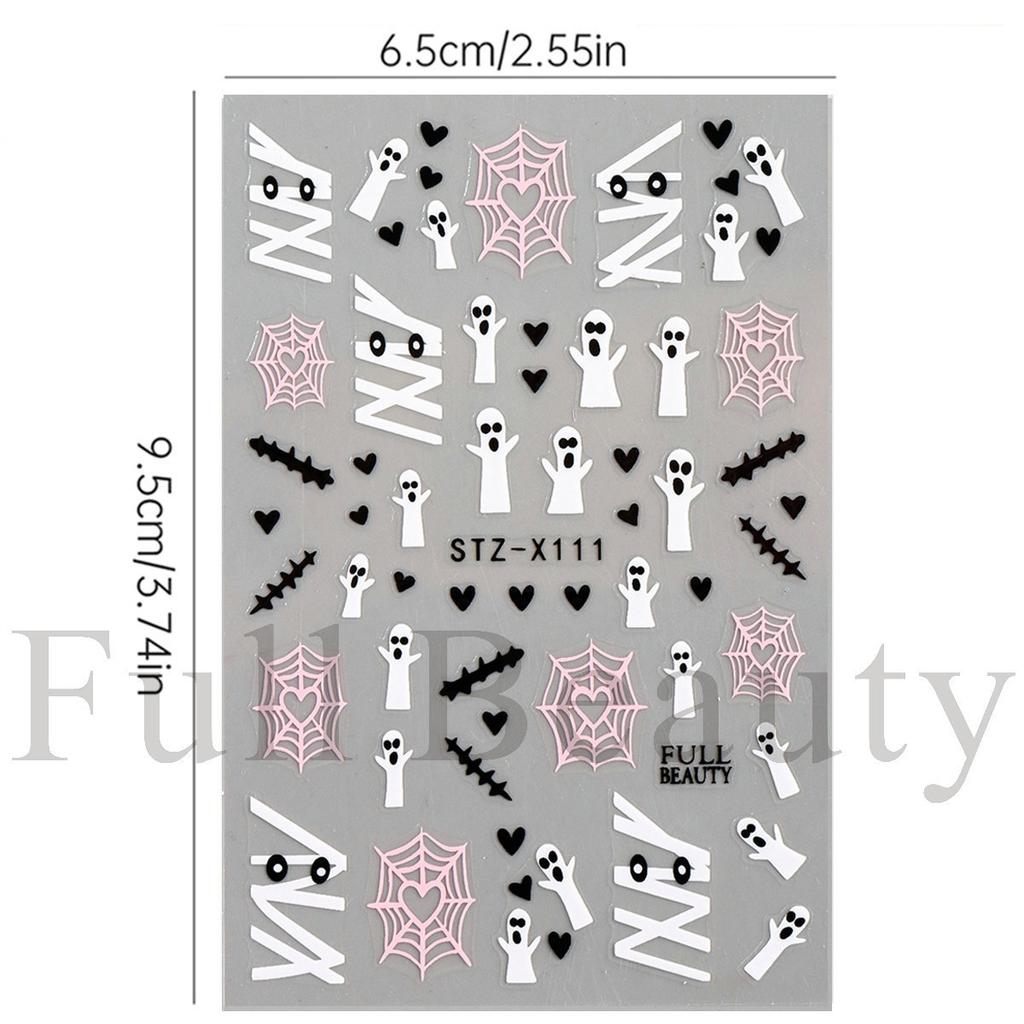 New nail art stickers Halloween pink love spider web mummy bandage love ghost nail stickers