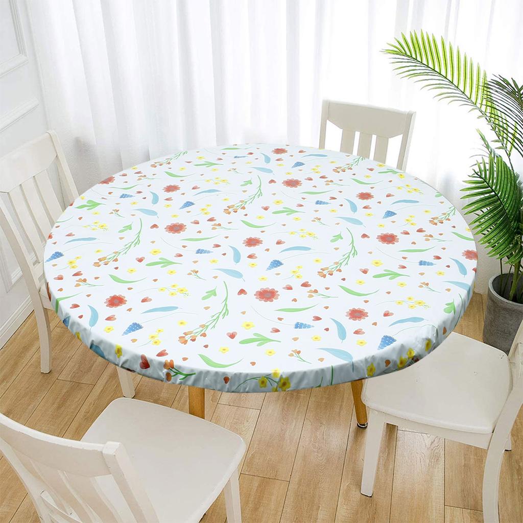 Elastic Edged Vinyl Fitted Tablecloth Flannel Backed & Elastic Edge Table Cover Indoor Outdoor Round Fitted Vinyl Table Cloth