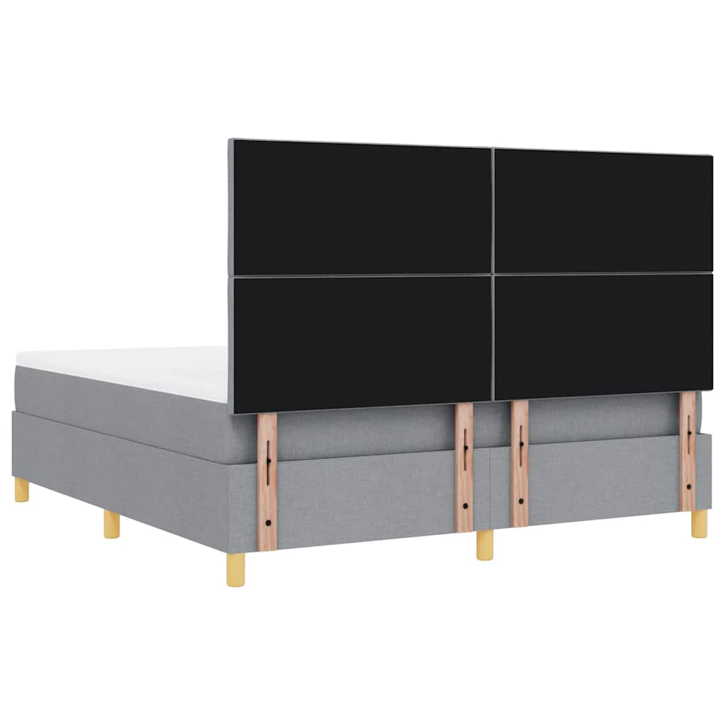 Box Spring Bed with Headboard Light Gray 180 x 200 cm Fabric