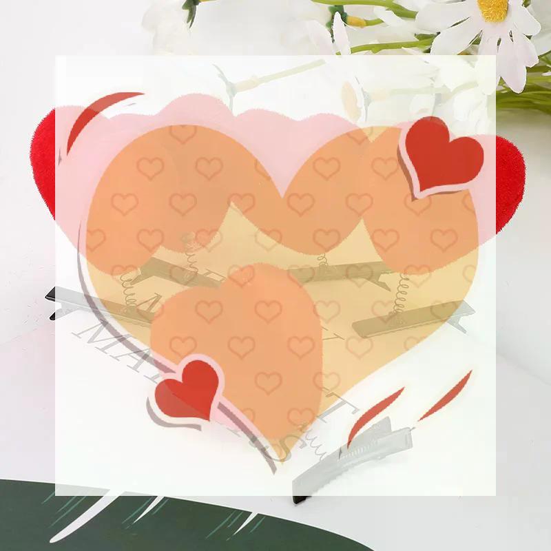 5/10Pcs Heart Hair Clip 3D Flocking Love Shaped Hairpins Fashion Duckbill Clip Valentine's Day Hair Accessories For Girls