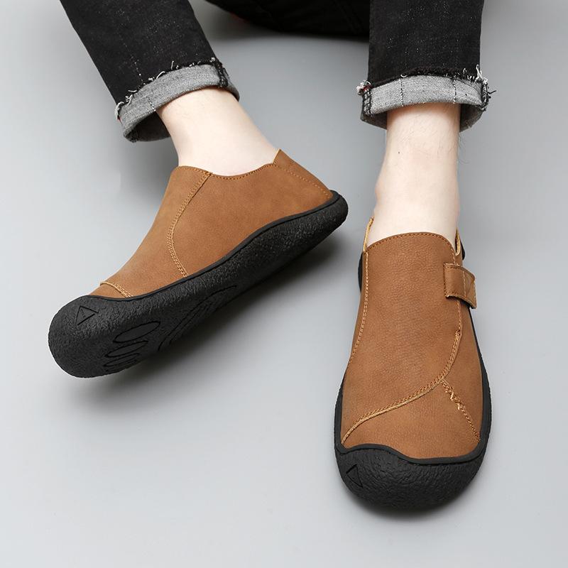 Large Size 2025 Autumn New One-pedal Versatile Doudou Shoes Genuine Leather Soft Sole Non-slip Men's Casual Shoes