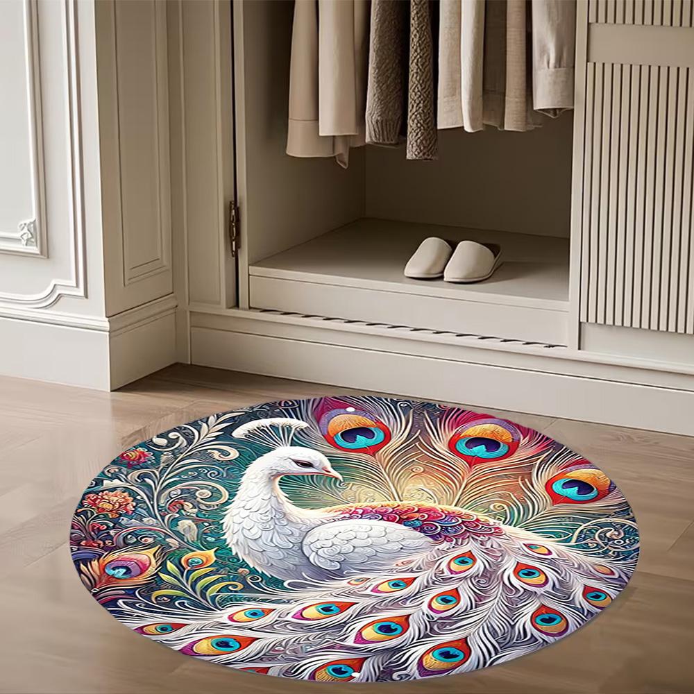1pc Home Carpet Peacock Design Non-slip Rug for Office Decor and Living Room Gift Ideas