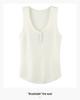 Early Autumn 100% Wool U-Neck Knit Vest: Three-Button, Waist-Cinched, Slim Fit Sleeveless.