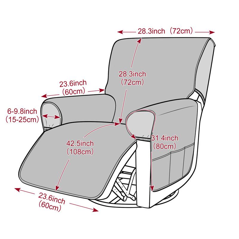 1 Seater Solid Color Recliner Sofa Covers Dust-proof Armchair Chair Cover for Living Room Anti-cat Non-slip Case Funda Sillon