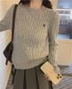 Women's Off-White College-Style Thick Embroidered Knit Sweater, Autumn/Winter Design
