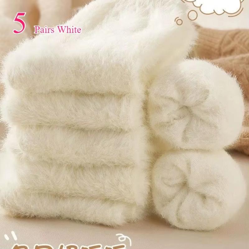 Mink Velvet Socks for Women and Men Autumn and Winter Thicken Thermal Coral Velvet Sleep Plush Floor Black White Socks Underwear
