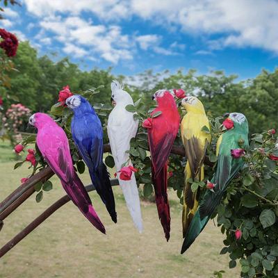 25/35cm Handcrafted Simulated Creative Parrot Feather Lawn Small Statue Decoration Animal Bird Garden Bird Accessory Decoration