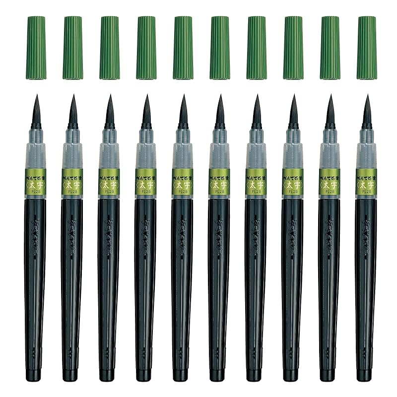 Pentel Brush Pen, Pentel Brush, Broad Tip, Black, 10 pens, XFL2B(10)