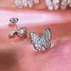Huitan Luxury Crystal Butterfly Earrings for Women Full CZ Dazzling Fancy Female Stud Earrings Party Daily Wear Trendy Zircon