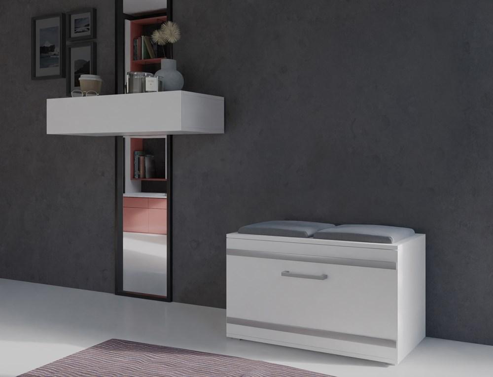 Opal White Shoe Cabinet Seat 4 Shelves For Hallway For Shoes For Home For Office