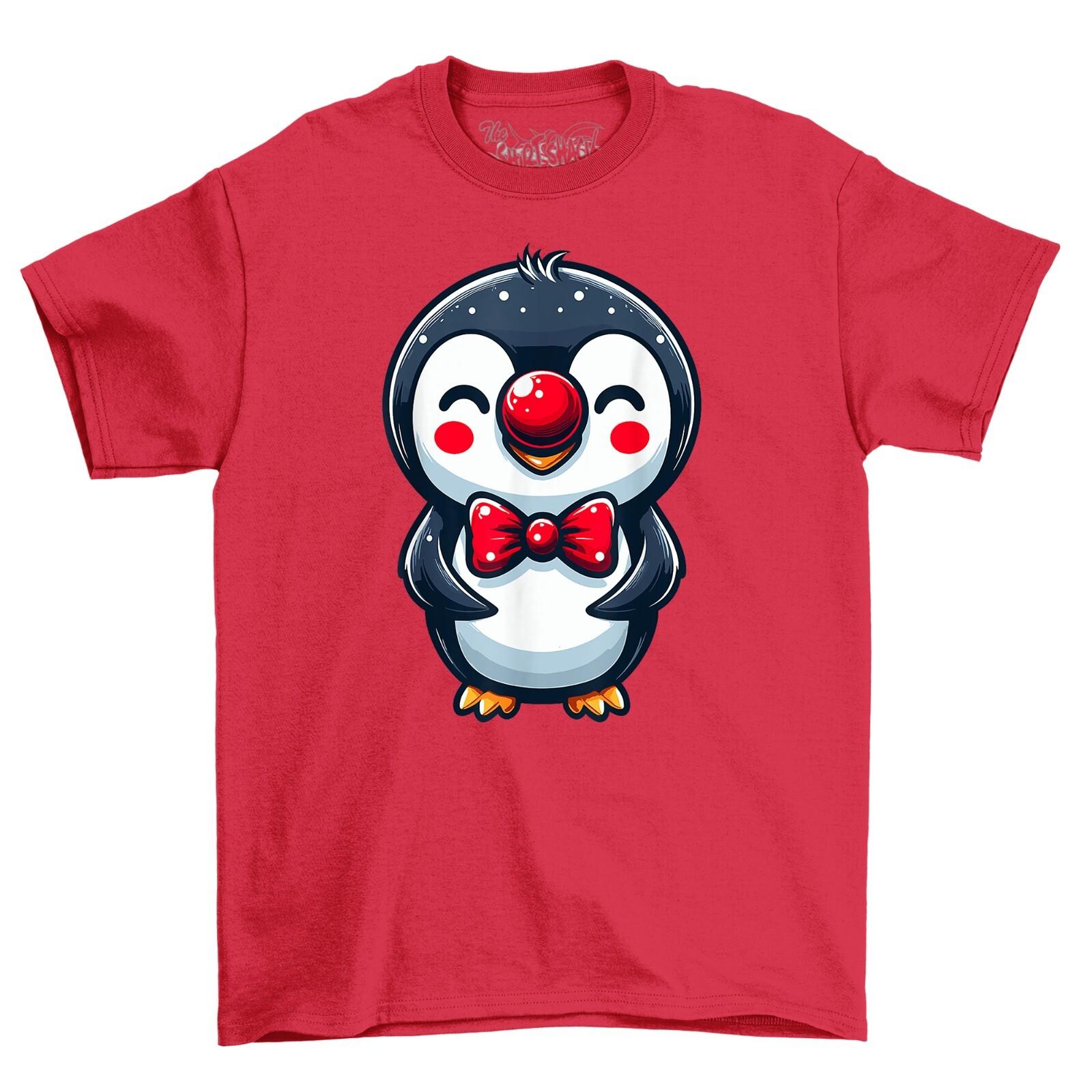 

Happy Penguin Red Nose Novelty Funny T-Shirt Mens Womens Tees Top Adults and Comedy Tee Shirt 4XL