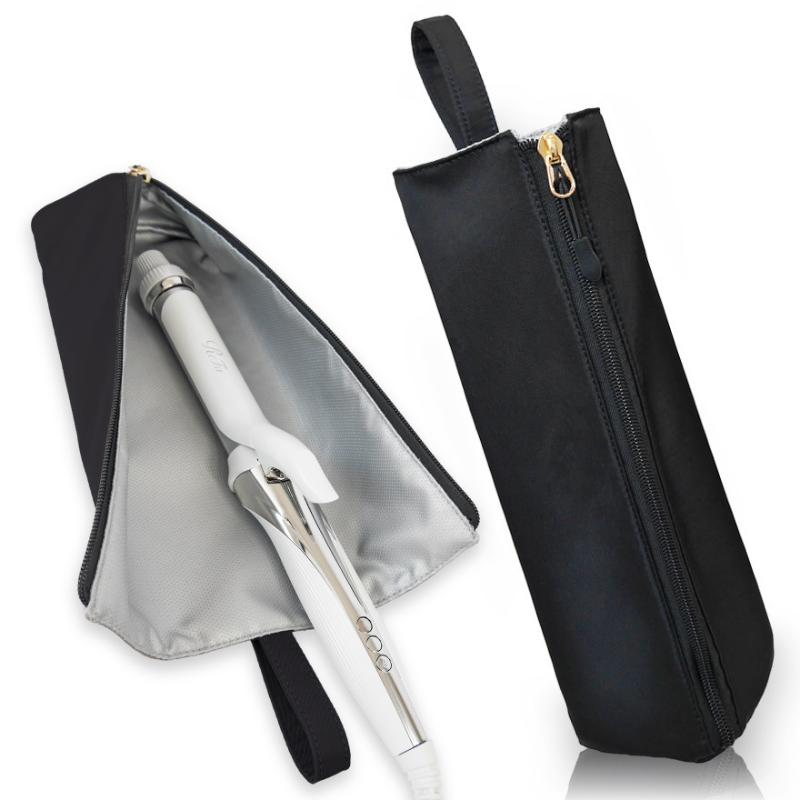 

2-In-1 Heat-Resistant Pad And Storage Bag For Hair Curling Irons For Styling Equipped With Zipper Suspension Suitable For Desk чёрный