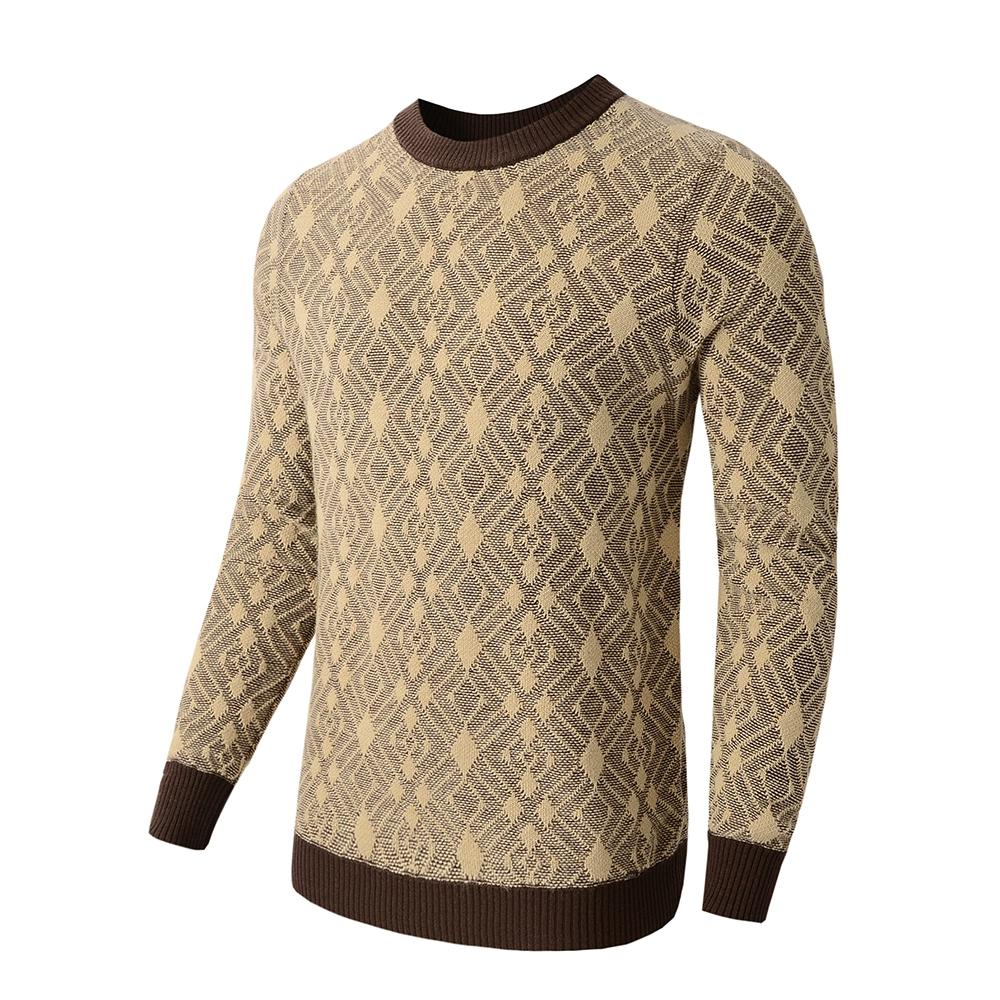 Jersey de manga larga con cuello redondo y diamantes vintage para hombre