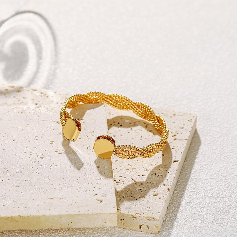 Meier Twist bracelet open design copper plated 18k real gold twist design bracelet