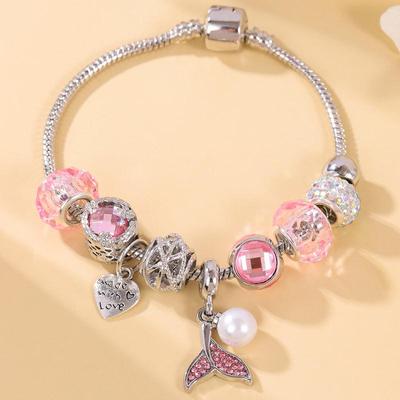 Modischer Metall-Fischschwanz-Anhänger mit glänzendem Diamanten - Vielseitiges Armband für Damen