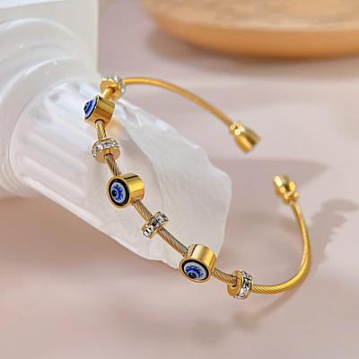 Evil Eye Bracelet for Woman Evil Eye Bangles for Women Anti Tarnish Stylish Stainless Steel Gold Bracelet for Girls Hand Kada