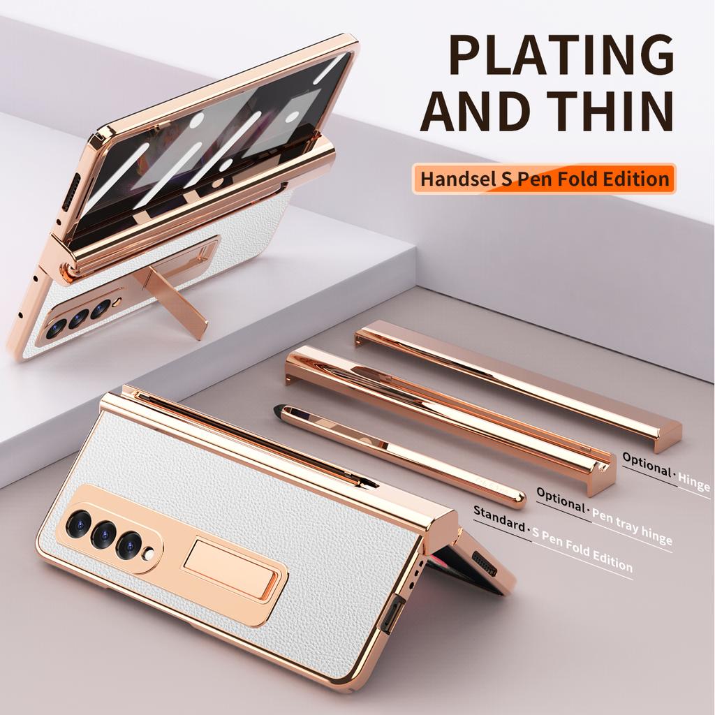Metallgehäuse mit Beschichtungsscharnier für Samsung Galaxy Z Fold 6 5 4 3 2 mit S Pen, magnetischer Ständer, Aluminium 360, vollständige Schutzabdeckung