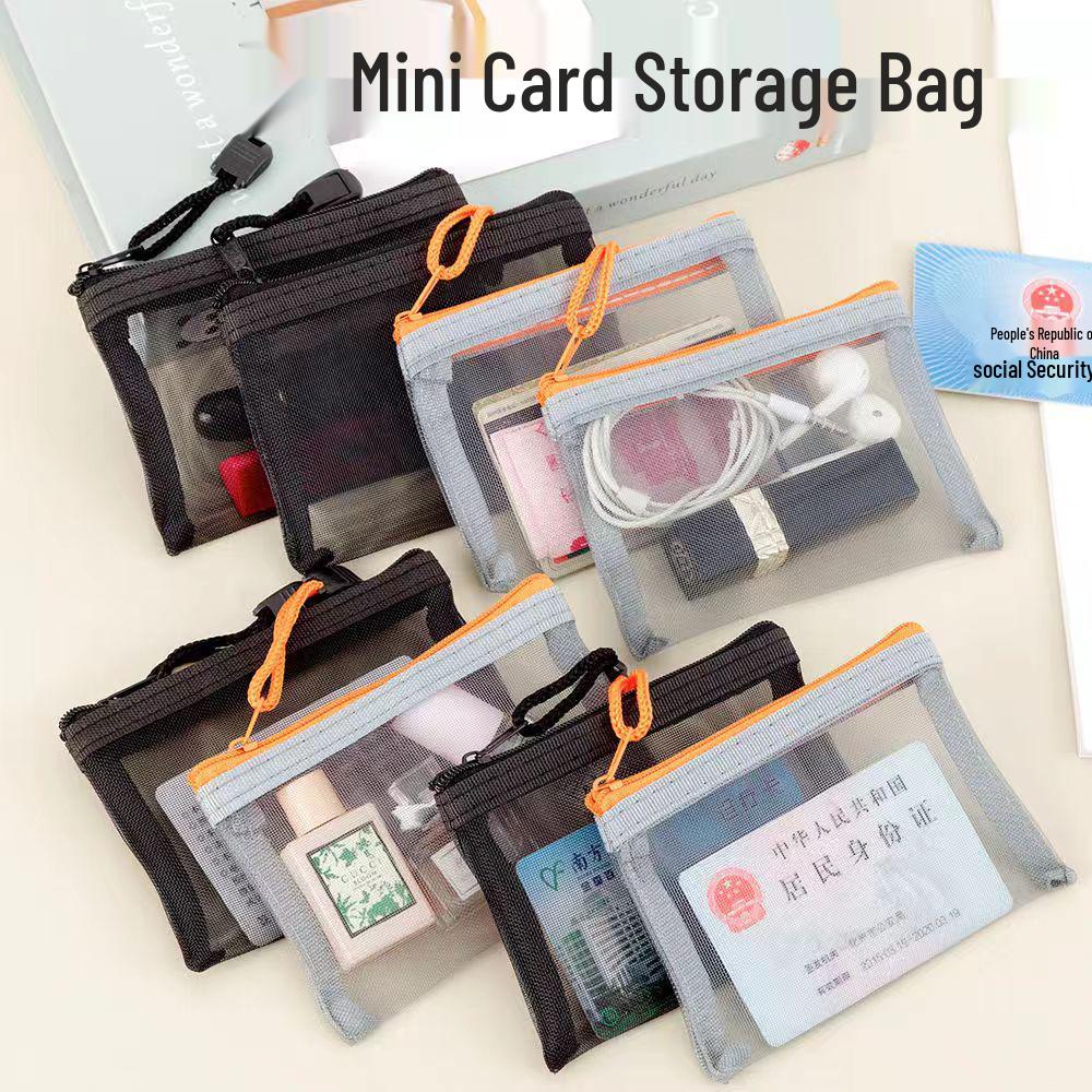 

Compact Card & Pencil Case: Clear Zippered Nylon Storage for Bank, ID Cards & Exam Essentials B8 Thick чёрный