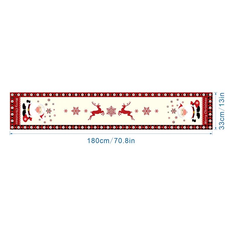 Christmas Tablecloth Santa Claus Snowflake Elk Red Pattern Linen Table Runner Reusable Merry Christmas Decoration Home Decor