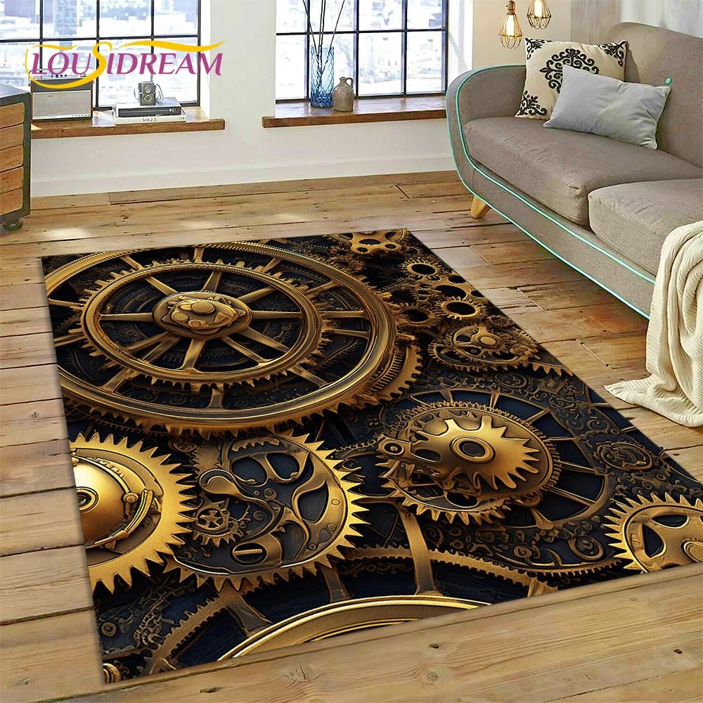 3D Mechanical Cogs Gears Steampunk Rug Carpet for Living Room Bedroom Decor,floor Mat Non-slip Decoration for Sofa Doormat Gifts