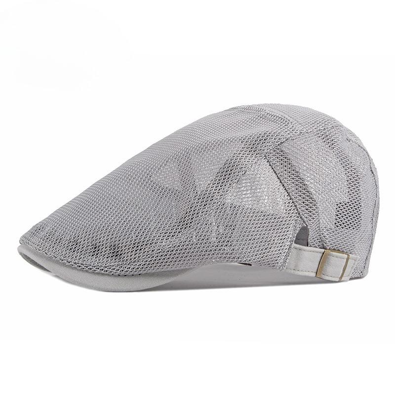 

Summer Mesh Beret Hat for Men Women Breathable Hollow Out Flat Cap Korean Style Casual Newsboy Cap Adjustable Cabbie Hat Sun Hat 56-60cm світло-сірого кольору