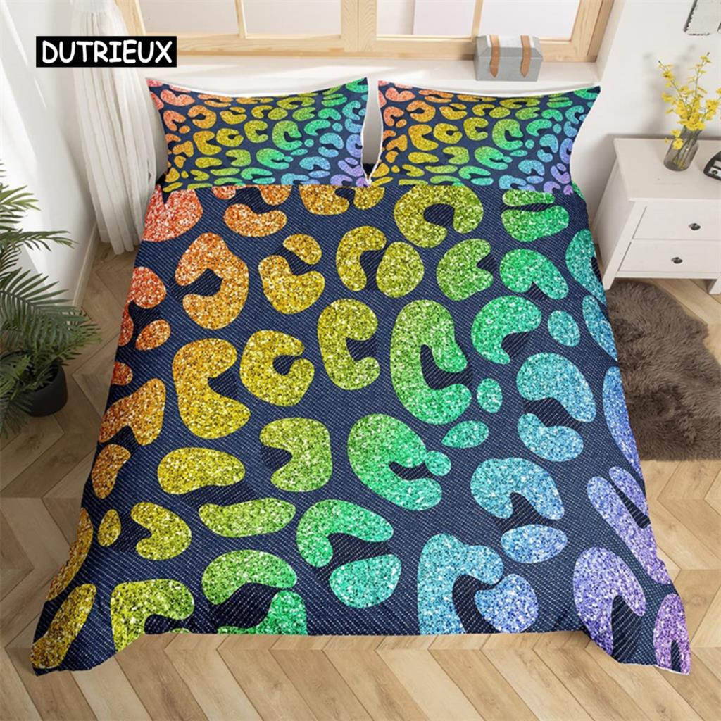 3D Leopard Print Duvet Cover Wild Animal Skin Comforter Cover Microfiber Zebra Stripes Bedding Set Queen For Kids Adults Bedroom