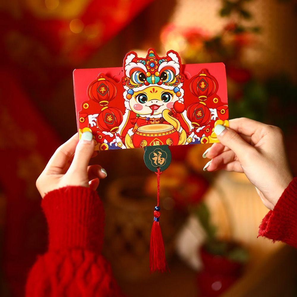 2/6/10 Slots Snake Year Folded Red Envelope Blessing Red Packet Lucky Money Pockets Party Gifts