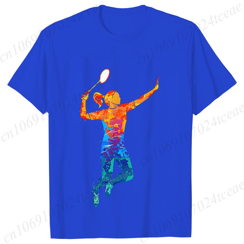

Watercolor Badminton Tops for Women Classic Graphic Retro Gym Lover Gift Fashion Summer Harajuku Female Clothing Tees Shirt 4XL