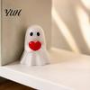 Decorative Holiday Miniatures 3Pcs Mini Ghost Figurines for Halloween Decorations, Resin Middle Finger And Small Dolls Centerpieces Heart Ornaments