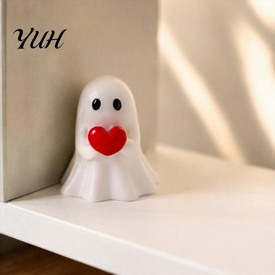 Decorative Holiday Miniatures 3Pcs Mini Ghost Figurines for Halloween Decorations, Resin Middle Finger And Small Dolls Centerpieces Heart Ornaments