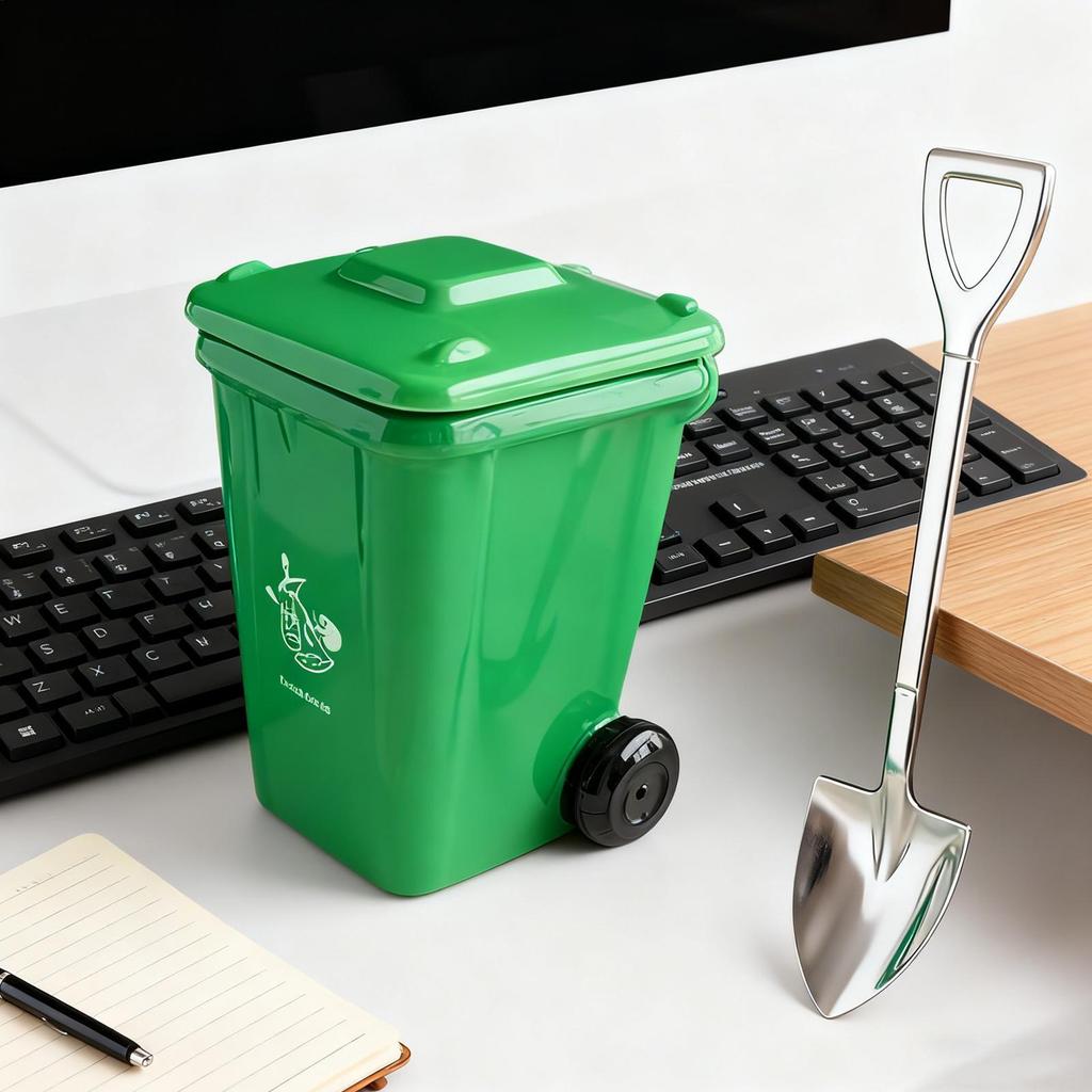 Ceramic Mug Creative Trash Can Shaped Coffee Mug Wheelie Trash Bin Ceramic Mug With Shovel-shaped Spoon Funny Birthday Gifts