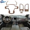 Wood Grain Steering Wheel & Dashboard Bezel Cover Trim For Ford F150 2015-2020