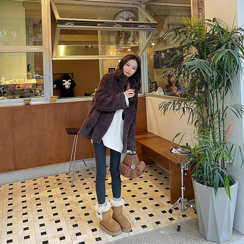 Women's Large Size Soft Sole Heightening Winter Warm Fur One Anti-slip Snow Boots Padded Lined Ankle Boots Outdoor Sports Cotton Boots