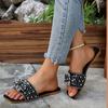 Women Slippers 2026 New Summer Slippers Rhinestone Thick Heel Sandals  Fashion Flat Bottom Shoes Women Home Outside Slides Women