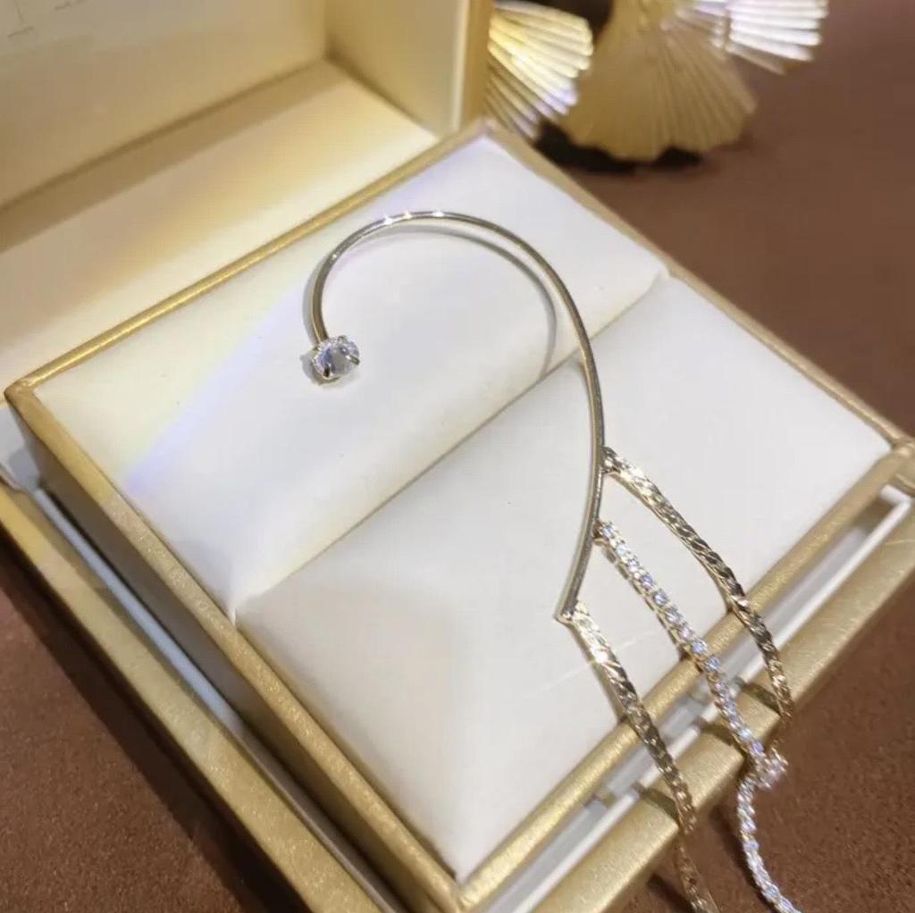 Elegant High-Class Retro Zirconia Tassel Ear Cuff, Non-Pierced, Unique Personality Design