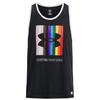 Rainbow Logo Pattern Round Neck Sleeveless Vest Men Tops Black 1378900-001