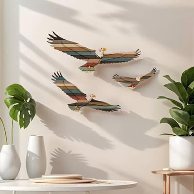 3 Stück Holzadler Wanddekoration Adler Muster Wandbehang Kunst Vintage Dekor für Strandhaus Schlafzimmer Wohnzimmer Maritime Wandornamente