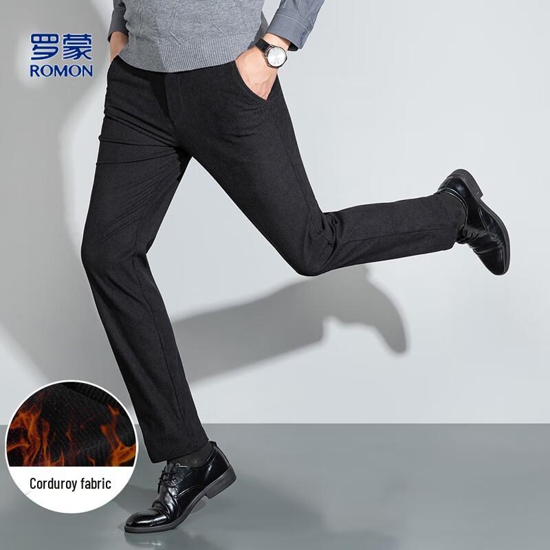 Luomeng Men's Corduroy Casual Straight-Leg Trousers