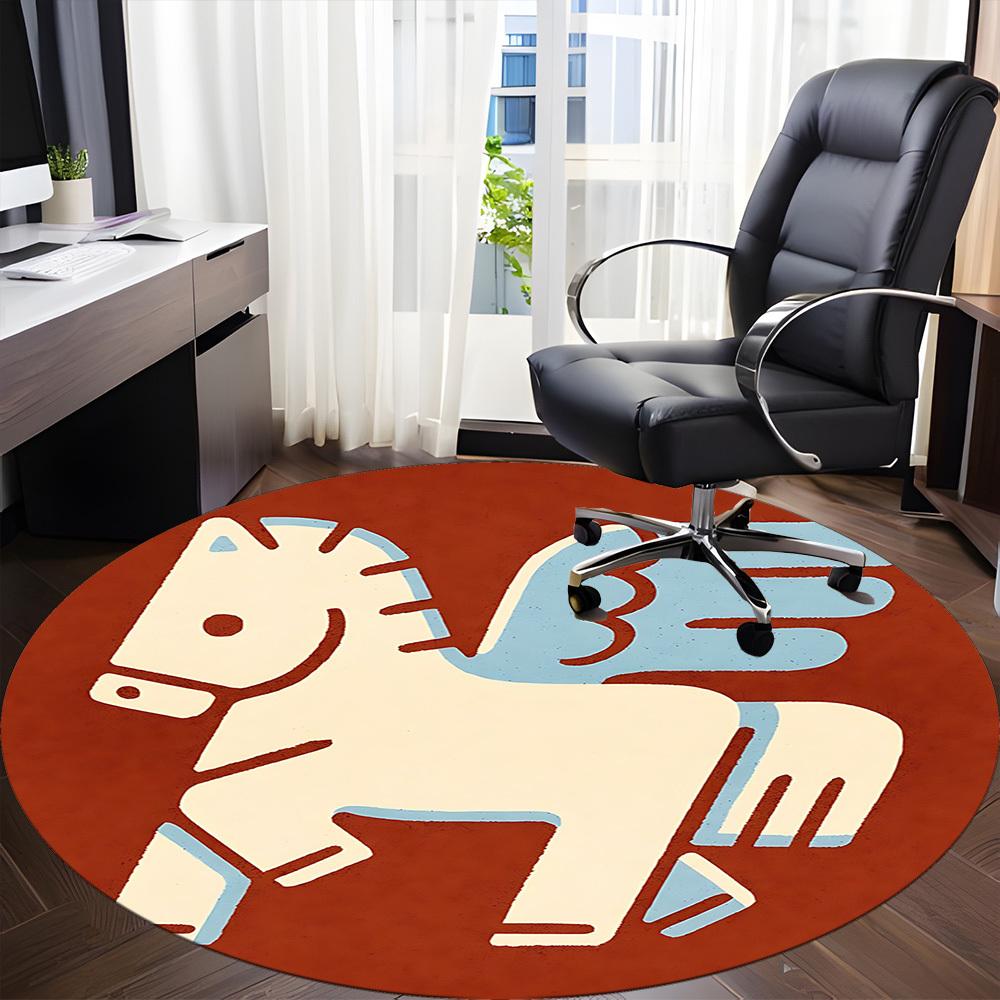 1pc Pegasus Winged Horse Office Round Area Rug, Under Office Chairs Bedroom Living Room Home Decor, Room Deco