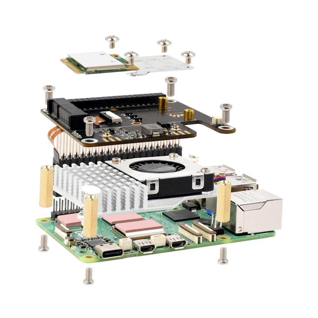 Raspberry Pi 5th Gen PCIe to MiniPCIe HAT Adapter for Wireless Network & USB Bluetooth (Driverless)