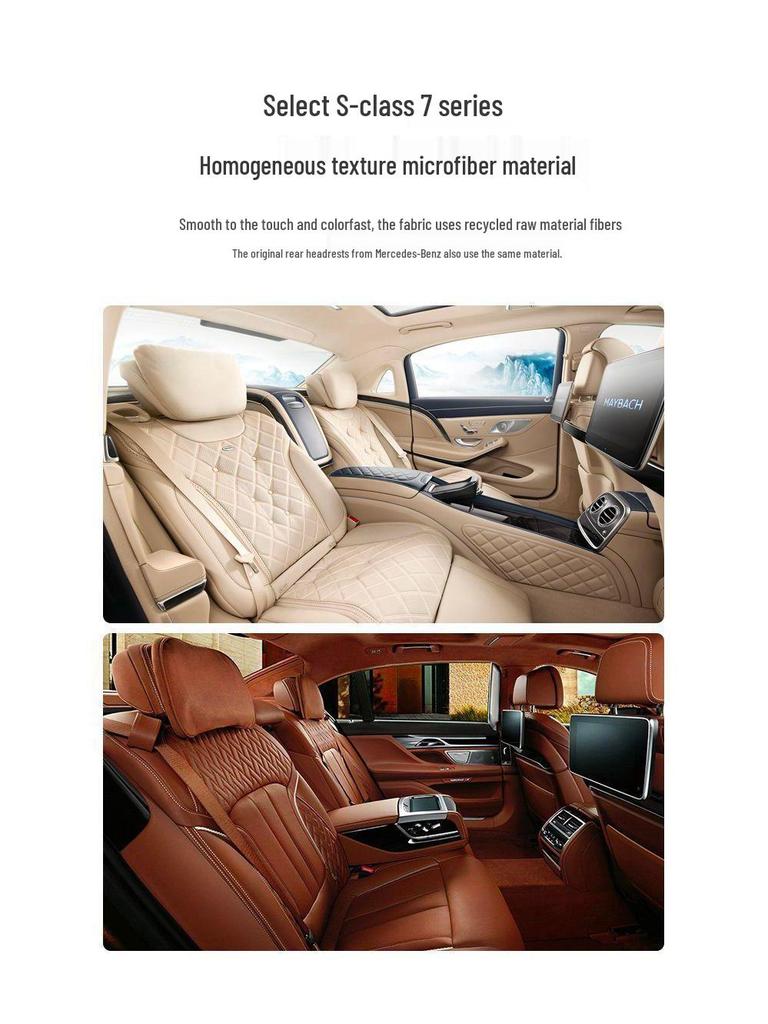 Tesla Model 3/Y Suede Maybach Headrests, Neck & Lumbar Supports