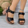 Nowe Letnie Damskie Sandały na Wysokim Obcasie Jednopaskowe z Odkrytymi Palcami Detal Klamry Styl Casual
