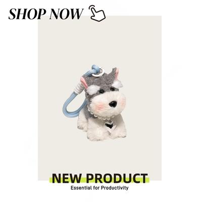 Cute Schnauzer Puppy Bag Pendant Girl Plush Doll Backpack Pendant Keychain Couple Gift