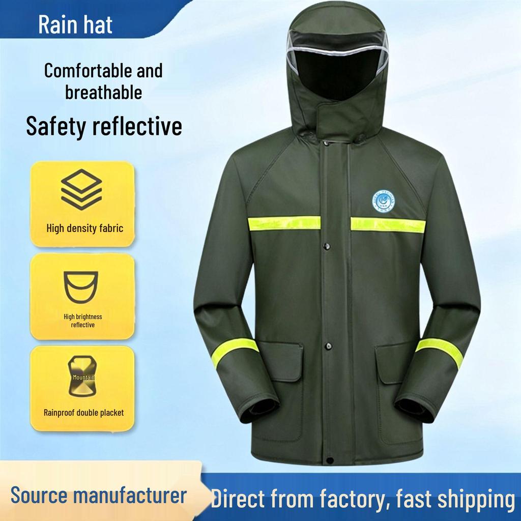 Men's Full Body Raincoat & Pants Set for Heavy Rain - Ideal for Cycling, Food Delivery, Fishing - Thickened Knit Fabric