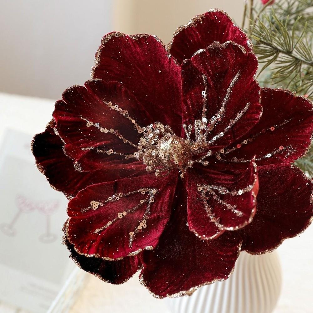 Glitter Christmas Glitter Flower Sequins Simulation Flowers  Christmas Decoration
