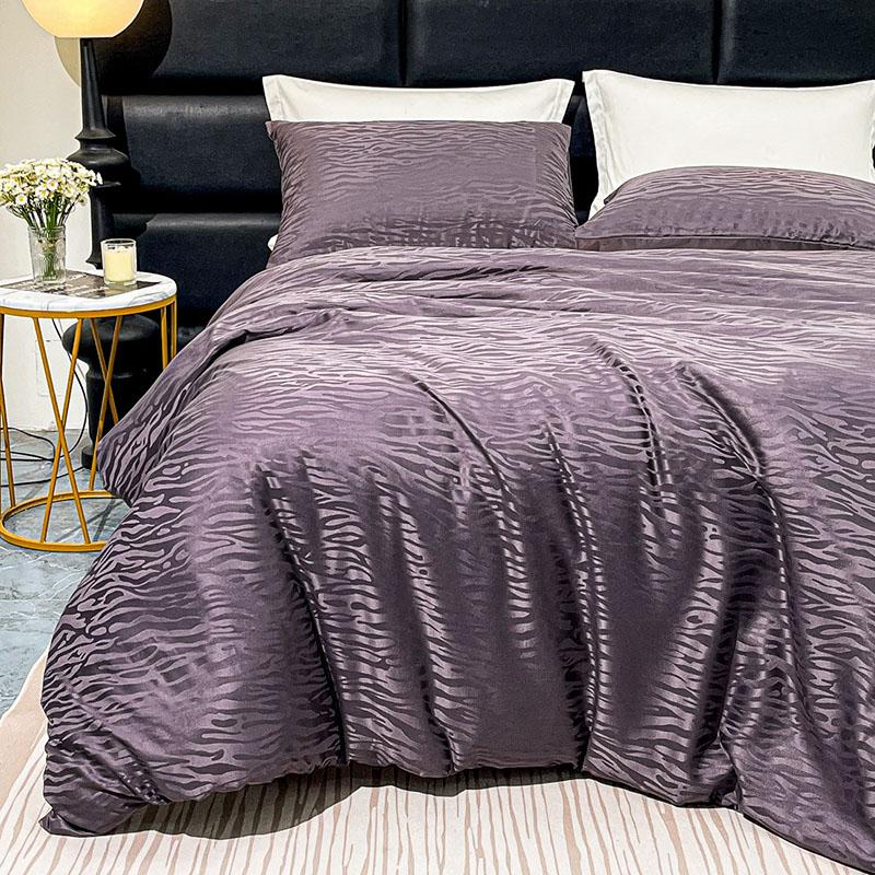 Luxury Glossy Jacquard Duvet Cover Set High-Quality Solid Satin Soft Quilt Cover Kits Four Seasons Home Accessories for Bedroom