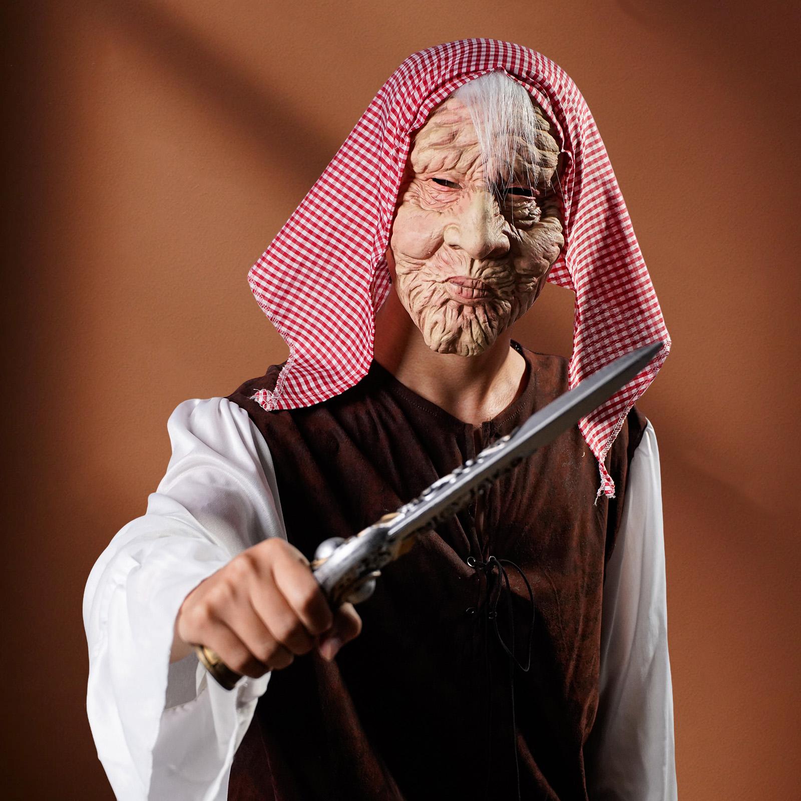 

1 шт. Маска бабушки - Латексный материал - Подходит для косплея, костюмов на Хэллоуин, реквизит для сценических выступлений, розыгрыши на праздничной вечеринке