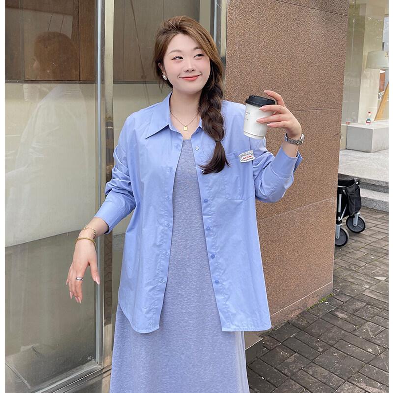 Liedu Women s Plus Size Korean Style Lace Embroidered Long Sleeve Cotton Shirt M