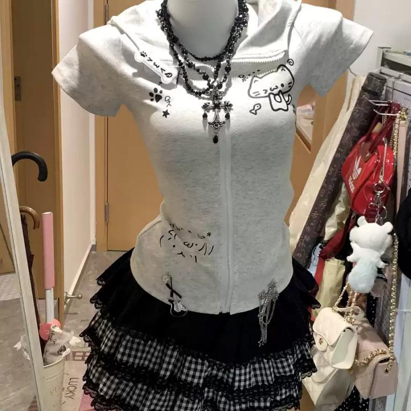 

В наличии: Милая японская куртка с кошачьими ушками, облегающего кроя, с капюшоном и короткими рукавами для женщин M