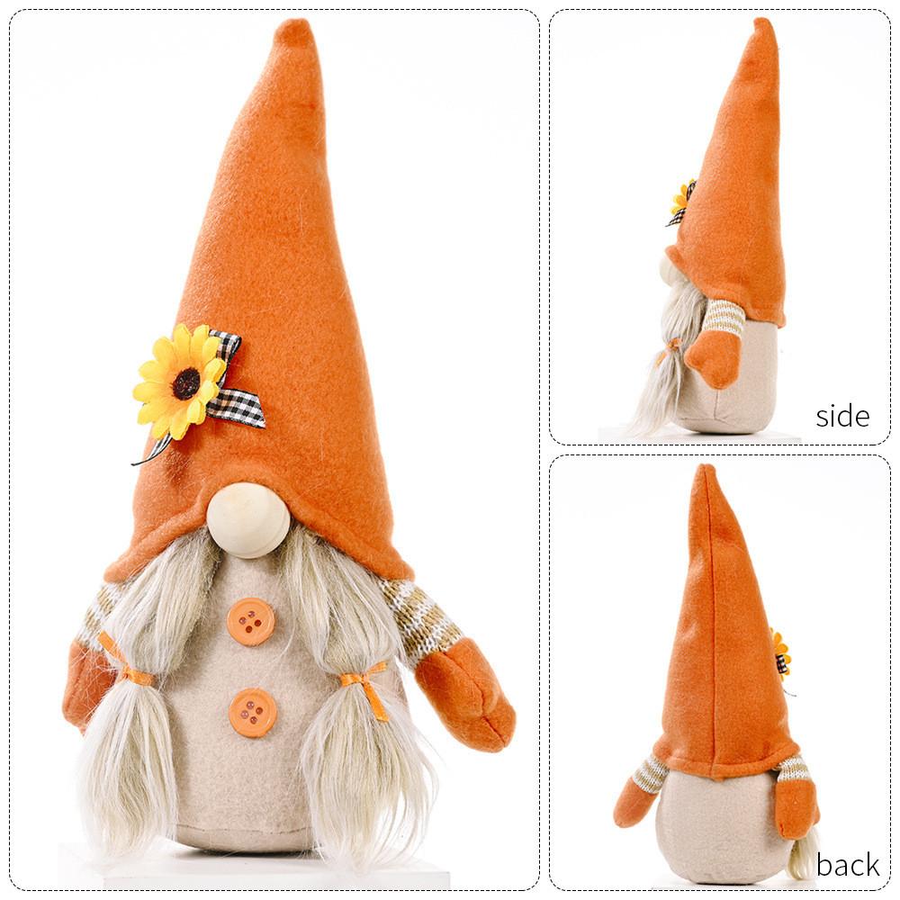 Unique Festival Harvest Sunflower Doll In Orange For Home And Bar Thanksgiving Decor